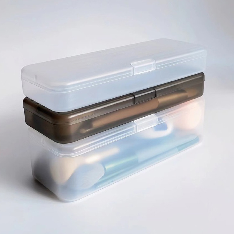 Case With Pencil Holder - 1PC transparante plastic cosmetische opbergdoos make-upborstel