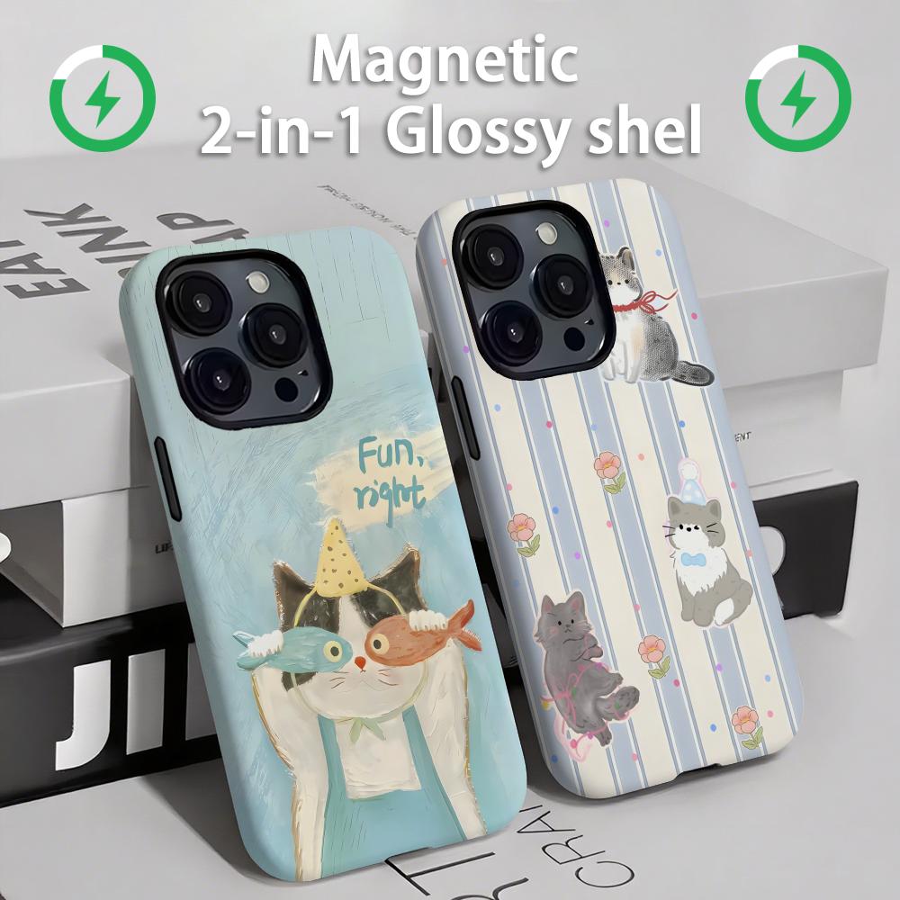 Apple Iphone 15 - Leuke katten en honden Telefoonhoesje Magnetisch
