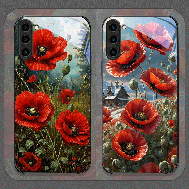 Samsung Galaxy S25 - Retro Poppy Bloemen Bloeiend Heet Rood