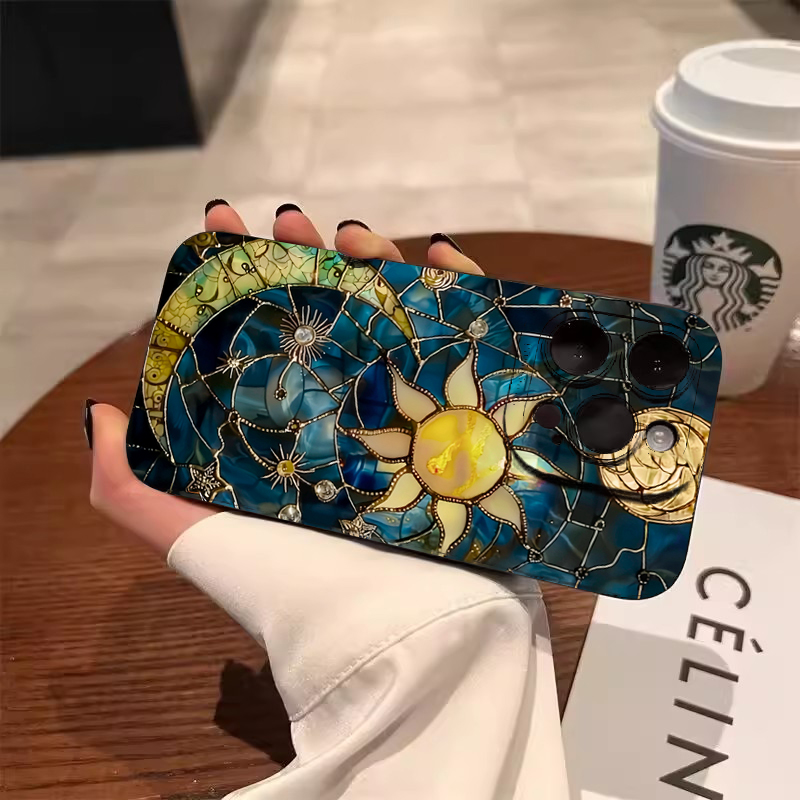 Tablet Accessories Aesthetic - Esthetische zon-maan print telefoonhoesje voor Samsung