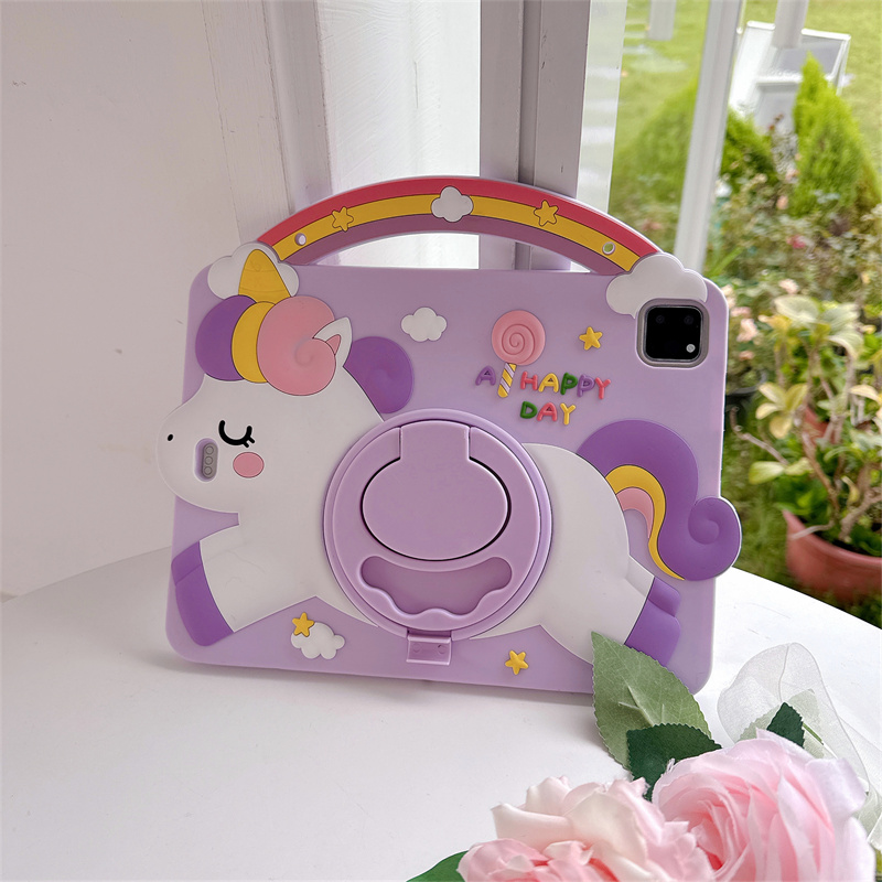 Tablet A9 Accessories - Cartoon Eenhoorn Kids Stand Tablet Case