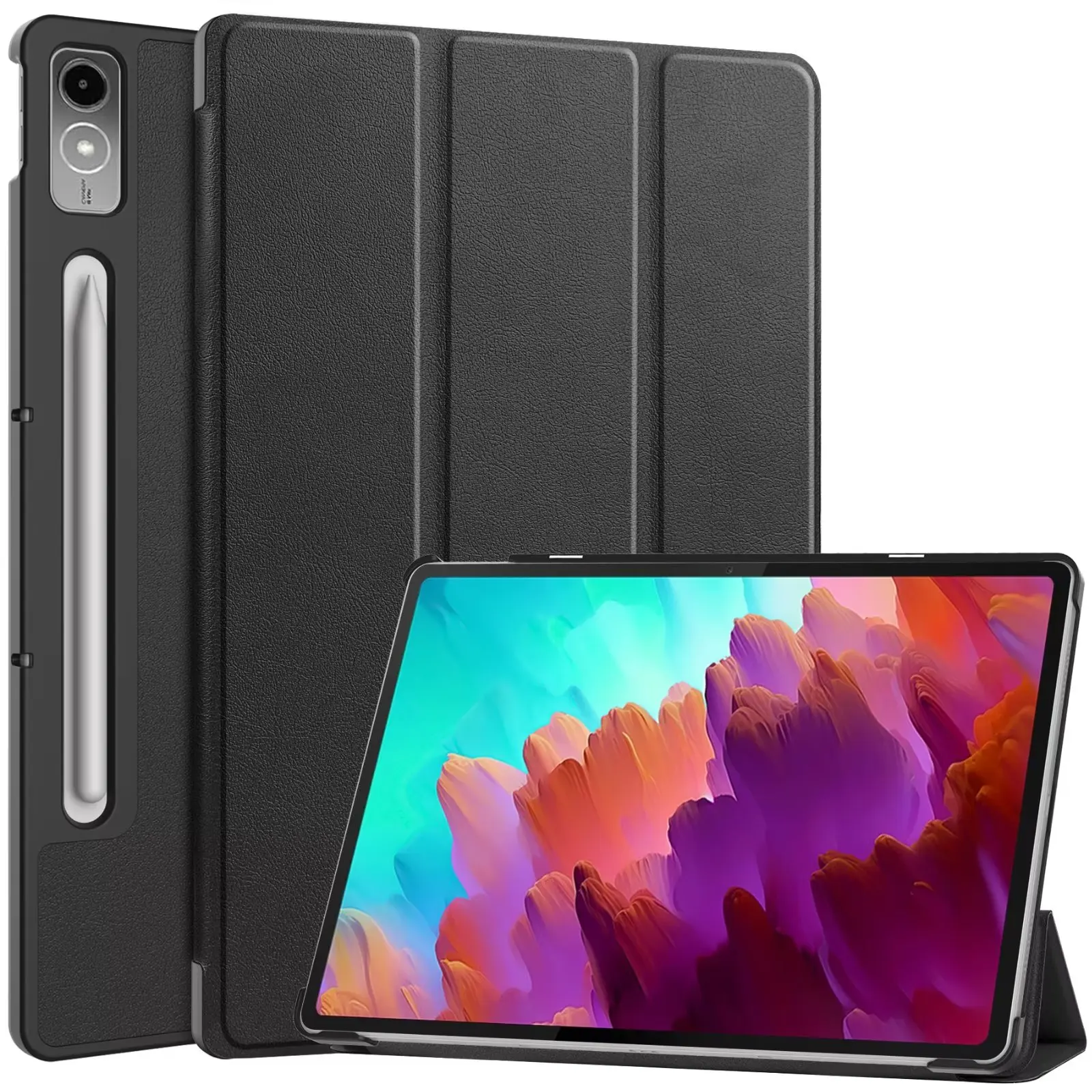 Lenovo Tablet P12 Accessories - Drievoudig magnetisch lederen hoesje in standaardstijl,