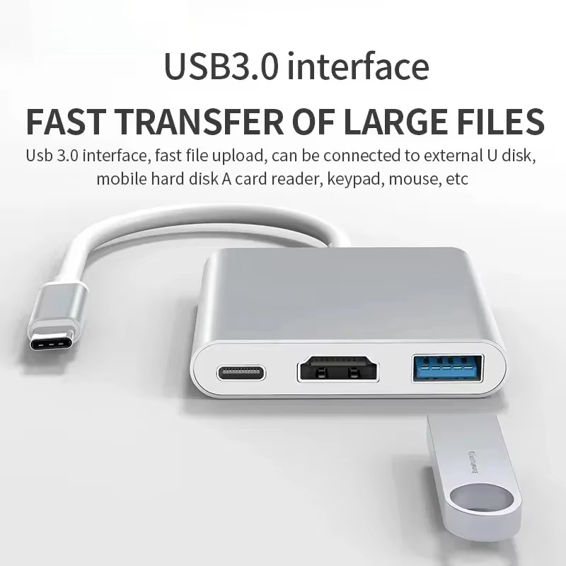 Hdmi Adapter Tablet - 3-in-1 Type-C naar HDMI-compatibele adapter USB