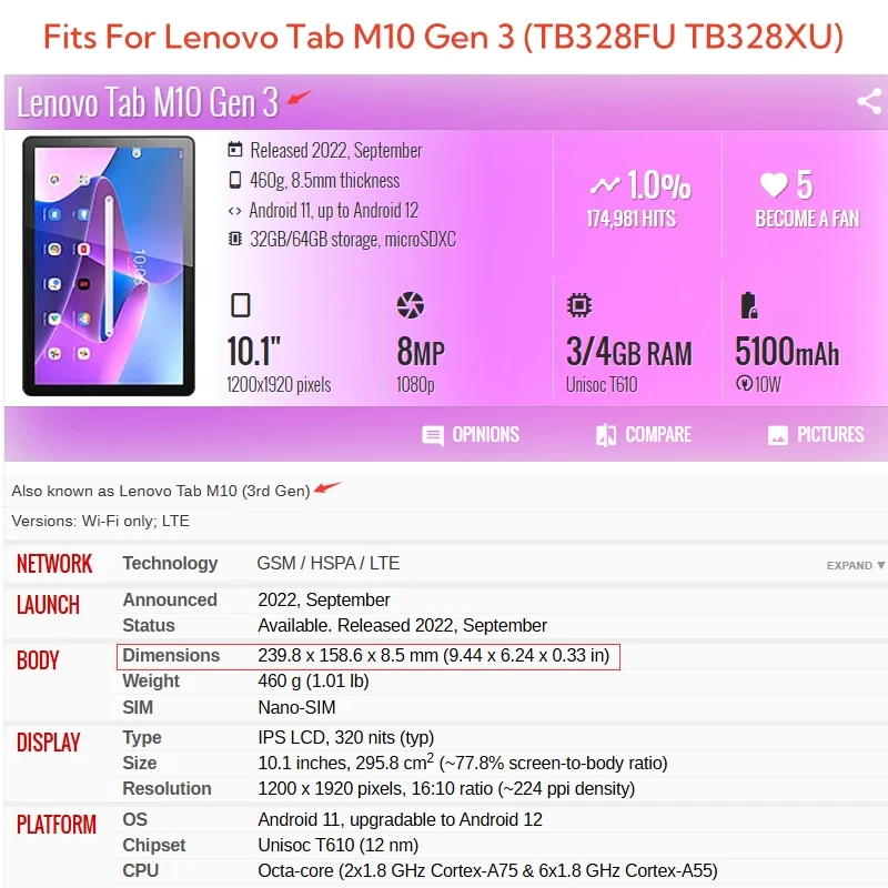 Capa Voor Lenovo Tab M10 3e Ge - Tablet Cover Accessories recensie en prijs